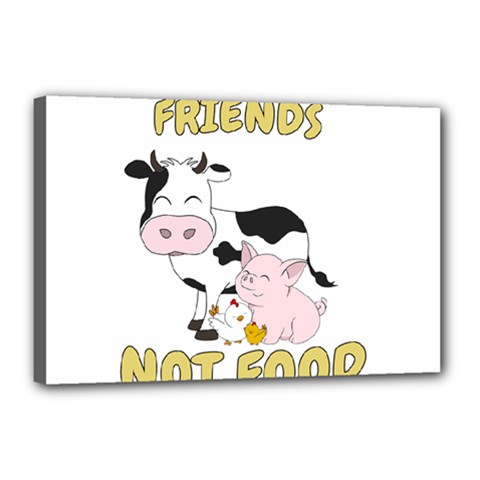 Friends Not Food - Cute Cow, Pig And Chicken Canvas 18  X 12  by Valentinaart