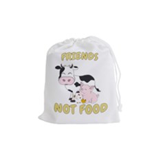 Friends Not Food - Cute Cow, Pig And Chicken Drawstring Pouches (medium)  by Valentinaart