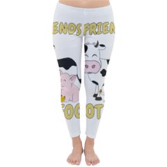 Friends Not Food - Cute Cow, Pig And Chicken Classic Winter Leggings by Valentinaart