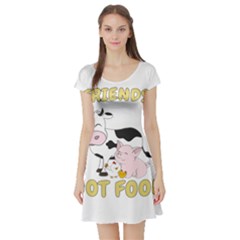 Friends Not Food - Cute Cow, Pig And Chicken Short Sleeve Skater Dress by Valentinaart