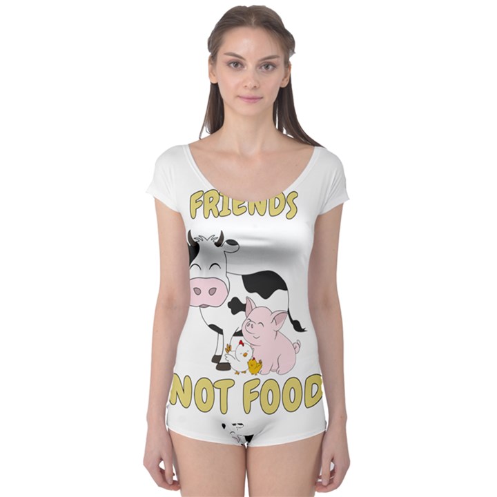 Friends Not Food - Cute Cow, Pig and Chicken Boyleg Leotard 