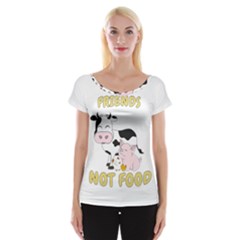 Friends Not Food - Cute Cow, Pig And Chicken Cap Sleeve Tops by Valentinaart