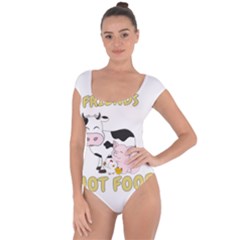 Friends Not Food - Cute Cow, Pig And Chicken Short Sleeve Leotard  by Valentinaart