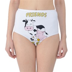 Friends Not Food - Cute Cow, Pig And Chicken High-waist Bikini Bottoms by Valentinaart