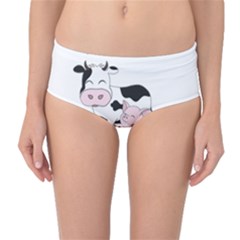 Friends Not Food - Cute Cow, Pig And Chicken Mid-waist Bikini Bottoms by Valentinaart