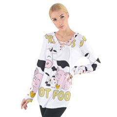 Friends Not Food - Cute Cow, Pig And Chicken Tie Up Tee by Valentinaart