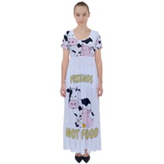 Friends Not Food - Cute Cow, Pig And Chicken High Waist Short Sleeve Maxi Dress by Valentinaart