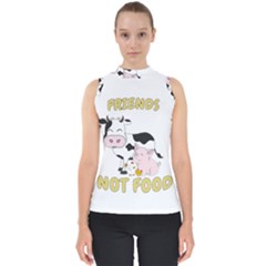 Friends Not Food - Cute Cow, Pig And Chicken Shell Top by Valentinaart