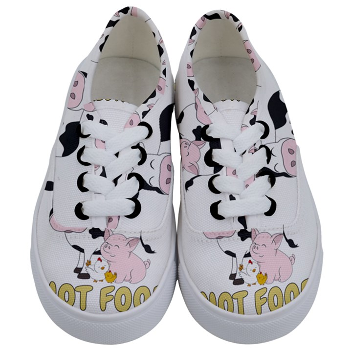 Friends Not Food - Cute Cow, Pig and Chicken Kids  Classic Low Top Sneakers