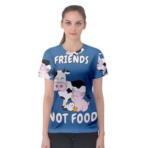 Friends Not Food - Cute Cow, Pig And Chicken Women s Sport Mesh Tee by Valentinaart