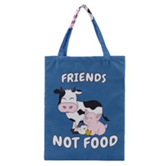 Friends Not Food - Cute Cow, Pig And Chicken Classic Tote Bag by Valentinaart