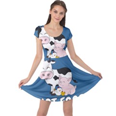 Friends Not Food - Cute Cow, Pig and Chicken Cap Sleeve Dress