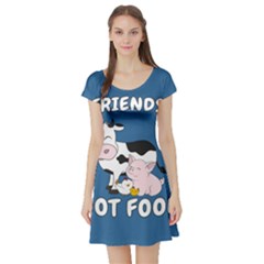 Friends Not Food - Cute Cow, Pig And Chicken Short Sleeve Skater Dress by Valentinaart