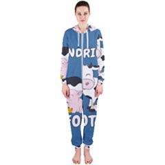 Friends Not Food - Cute Cow, Pig and Chicken Hooded Jumpsuit (Ladies) 