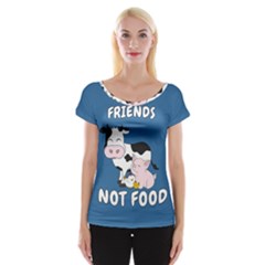 Friends Not Food - Cute Cow, Pig And Chicken Cap Sleeve Tops by Valentinaart