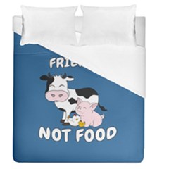 Friends Not Food - Cute Cow, Pig And Chicken Duvet Cover (queen Size) by Valentinaart