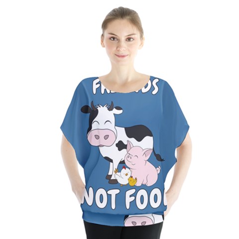 Friends Not Food - Cute Cow, Pig And Chicken Blouse by Valentinaart