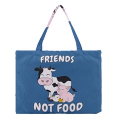 Friends Not Food - Cute Cow, Pig And Chicken Medium Tote Bag by Valentinaart