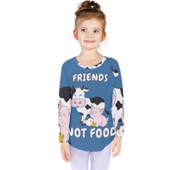 Friends Not Food - Cute Cow, Pig and Chicken Kids  Long Sleeve Tee