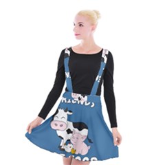 Friends Not Food - Cute Cow, Pig And Chicken Suspender Skater Skirt by Valentinaart