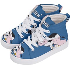 Friends Not Food - Cute Cow, Pig And Chicken Kid s Hi-top Skate Sneakers