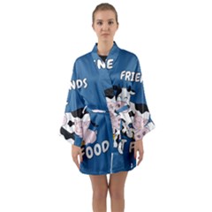 Friends Not Food - Cute Cow, Pig And Chicken Long Sleeve Kimono Robe by Valentinaart