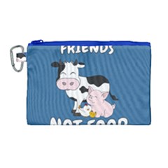 Friends Not Food - Cute Cow, Pig And Chicken Canvas Cosmetic Bag (large)