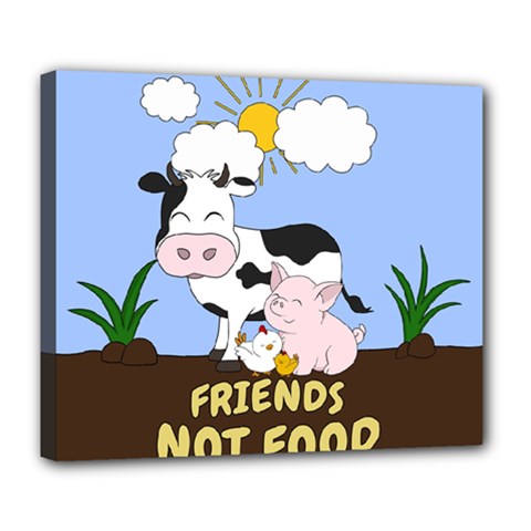 Friends Not Food - Cute Cow, Pig And Chicken Deluxe Canvas 24  X 20   by Valentinaart