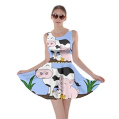 Friends Not Food - Cute Cow, Pig And Chicken Skater Dress by Valentinaart