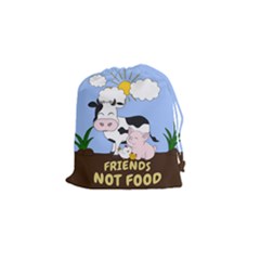 Friends Not Food - Cute Cow, Pig And Chicken Drawstring Pouches (small)  by Valentinaart