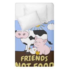 Friends Not Food - Cute Cow, Pig And Chicken Duvet Cover Double Side (single Size) by Valentinaart