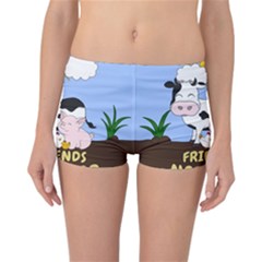 Friends Not Food - Cute Cow, Pig And Chicken Reversible Boyleg Bikini Bottoms by Valentinaart