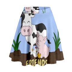 Friends Not Food - Cute Cow, Pig And Chicken High Waist Skirt by Valentinaart