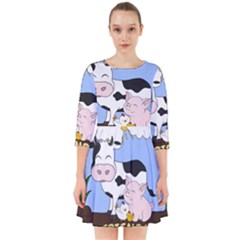 Friends Not Food - Cute Cow, Pig And Chicken Smock Dress by Valentinaart