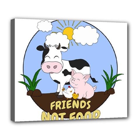 Friends Not Food - Cute Cow, Pig And Chicken Deluxe Canvas 24  X 20   by Valentinaart