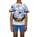 Friends Not Food - Cute Cow, Pig and Chicken Kids  Short Sleeve Swimwear View1