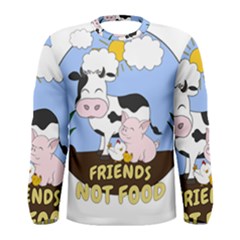 Friends Not Food - Cute Cow, Pig And Chicken Men s Long Sleeve Tee by Valentinaart