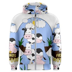 Friends Not Food - Cute Cow, Pig And Chicken Men s Zipper Hoodie by Valentinaart