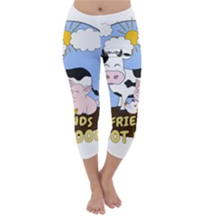 Friends Not Food - Cute Cow, Pig And Chicken Capri Winter Leggings  by Valentinaart