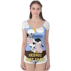 Friends Not Food - Cute Cow, Pig And Chicken Boyleg Leotard  by Valentinaart