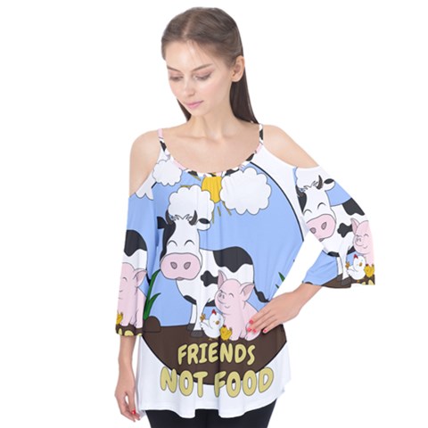 Friends Not Food - Cute Cow, Pig And Chicken Flutter Tees by Valentinaart