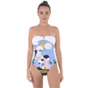 Friends Not Food - Cute Cow, Pig and Chicken Tie Back One Piece Swimsuit View1