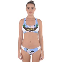 Friends Not Food - Cute Cow, Pig And Chicken Cross Back Hipster Bikini Set by Valentinaart