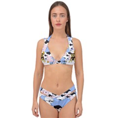 Friends Not Food - Cute Cow, Pig And Chicken Double Strap Halter Bikini Set