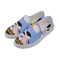 Friends Not Food - Cute Cow, Pig And Chicken Women s Canvas Slip Ons by Valentinaart