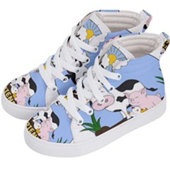 Friends Not Food - Cute Cow, Pig And Chicken Kid s Hi-top Skate Sneakers