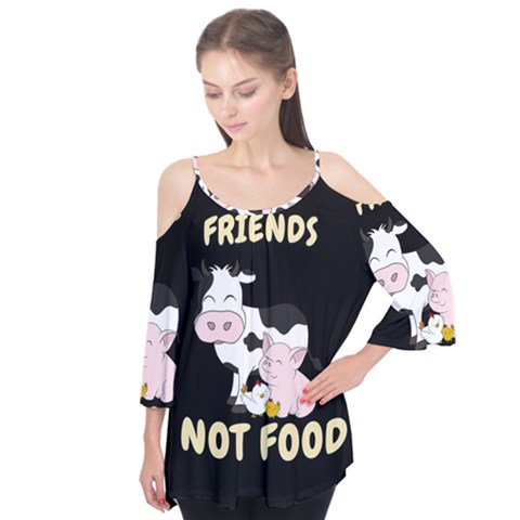 Friends Not Food - Cute Cow, Pig And Chicken Flutter Tees by Valentinaart