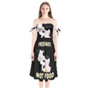 Friends Not Food - Cute Cow, Pig and Chicken Shoulder Tie Bardot Midi Dress View1