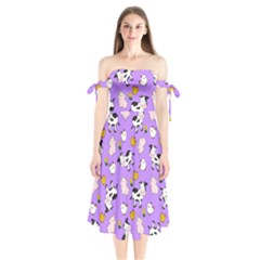 The Farm Pattern Shoulder Tie Bardot Midi Dress by Valentinaart