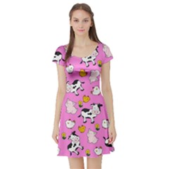 The Farm Pattern Short Sleeve Skater Dress by Valentinaart